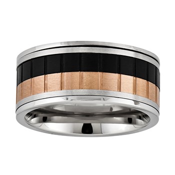 Stainless Steel 10mm Tri color w/ Rose and Black IP Band