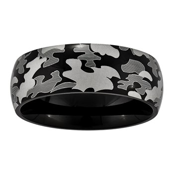 Stainless Steel 8mm w/ Grey & Black Camo Film Band