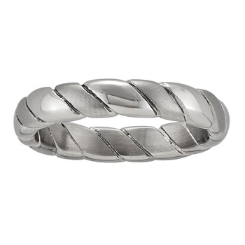 Stainless Steel 4mm W/ Alternating Polished & Satin Band