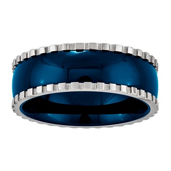 Stainless Steel 8mm w/ Blue IP Center Band