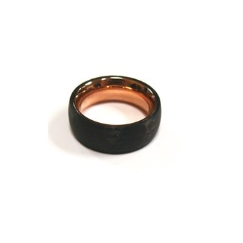 Stainless Steel 8 mm w/ Rose IP Inside & Black IP Gents Band