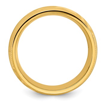 Stainless Steel 7.5mm Wood Grain Pattern Design w/ Yellow IP Band — alternate view