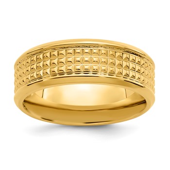 Stainless Steel 8MM With Yellow IP Pyramid Spikes Band