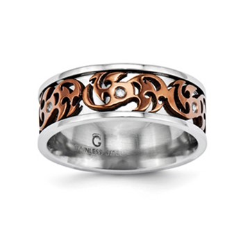 Stainless Steel 8mm .051 ctw Ring