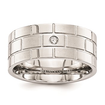 Steel 10mm .40ctw Ring