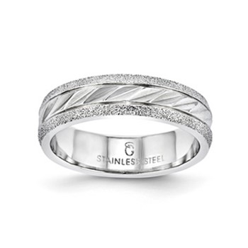 Stainless Steel 6mm D/C Edge Gents Ring