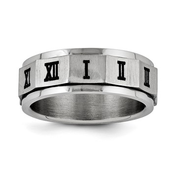 Stainless Steel & Black IP Roman Numeral Band