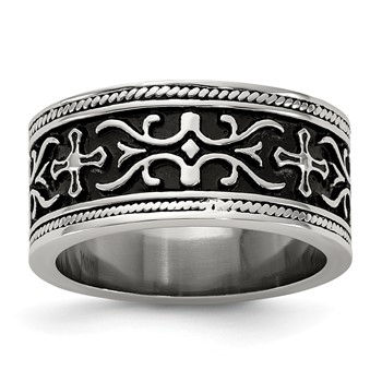 Stainless Steel Black Cross Scroll Band