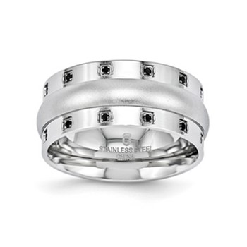 Stainless Steel .07 TCW 10 mm Diamond Band