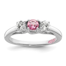 Image of Survivor Collection Sterling Silver Rhodium-plated Clear and Pink Topaz Pamela Ring