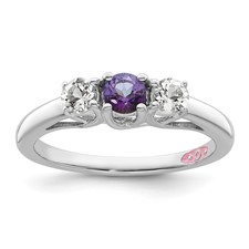 Image of Survivor Collection Sterling Silver Rhodium-plated Clear and Purple Topaz Pamela Ring