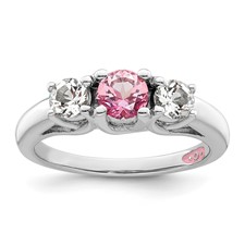 Image of Survivor Collection Sterling Silver Rhodium-plated Clear and Pink Topaz Pamela Ring