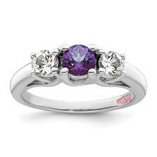Image of Survivor Collection Sterling Silver Rhodium-plated Clear and Purple Topaz Pamela Ring