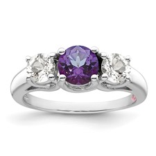 Image of Survivor Collection Sterling Silver Rhodium-plated Clear and Purple Topaz Pamela Ring