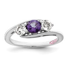 Image of Survivor Collection Sterling Silver Rhodium-plated White and Purple Topaz Sue Ring