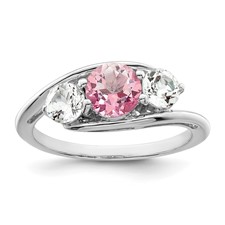 Image of Survivor Collection Sterling Silver Rhodium-plated White and Pink Topaz Sue Ring