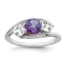 Image of Survivor Collection Sterling Silver Rhodium-plated White and Purple Topaz Sue Ring