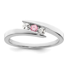 Image of Survivor Collection 10K White Gold Rhodium-plated White and Pink Topaz Circle of Strength Ring