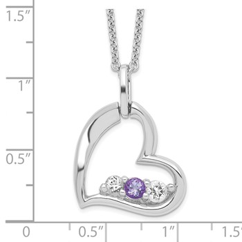 Survivor Collection 10K White Gold Rhodium-plated Clear Purple Topaz Heart of Strength Necklace — alternate view