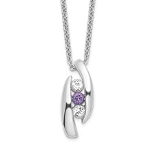 Image of Survivor Collection Sterling Silver Rhodium-plated 16 Inch White and Purple Topaz Pillar of Strength Necklace with 2 Inch Extender