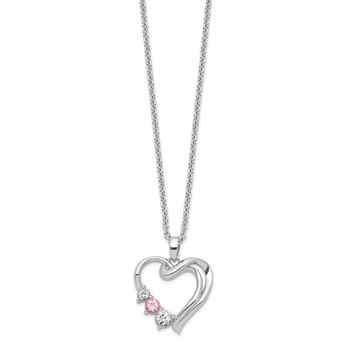 Survivor Collection 10K White Gold Rhodium-plated Clear Pink Topaz Heart of Healing Necklace — alternate view