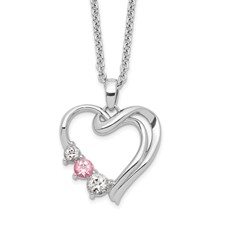 Image of Survivor Collection 10K White Gold Rhodium-plated Clear Pink Topaz Heart of Healing Necklace