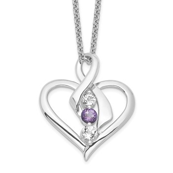 Survivor Collection 10K White Gold Rhodium-plated Clear Purple Topaz Heather Necklace