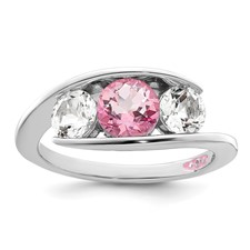 Image of Survivor Collection Sterling Silver Rhodium-plated White and Pink Topaz Journey Ring