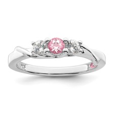 Image of Survivor Collection 10K White Gold Rhodium-plated White and Pink Topaz Joanna Ring