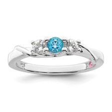 Image of Survivor Collection Sterling Silver Rhodium-plated White and Blue Swarovski Topaz Joanna Ring