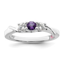 Image of Survivor Collection Sterling Silver Rhodium-plated White and Purple Topaz Joanna Ring