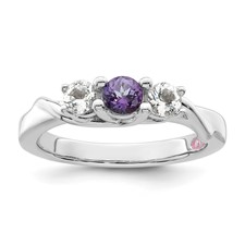 Image of Survivor Collection Sterling Silver Rhodium-plated White and Purple Topaz Joanna Ring