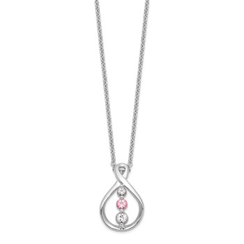 Survivor Collection 10K White Gold Rhodium-plated 16 Inch White and Pink Swarovski Topaz Runzi Necklace with 2 Inch Extender — alternate view