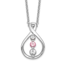 Image of Survivor Collection 10K White Gold Rhodium-plated 16 Inch White and Pink Swarovski Topaz Runzi Necklace with 2 Inch Extender