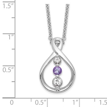 Survivor Collection Sterling Silver Rhodium-plated 16 Inch White and Purple Topaz Runzi Necklace with 2 Inch Extender — alternate view