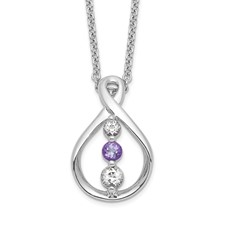 Image of Survivor Collection Sterling Silver Rhodium-plated 16 Inch White and Purple Topaz Runzi Necklace with 2 Inch Extender