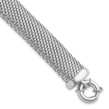 Herco Sterling Silver Rhodium-plated Polished & Mesh Snake Texture Bracelet