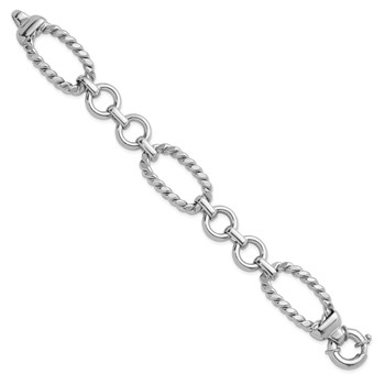 Herco Sterling Silver Rhodium-plated Polished & Twisted Link Bracelet — alternate view