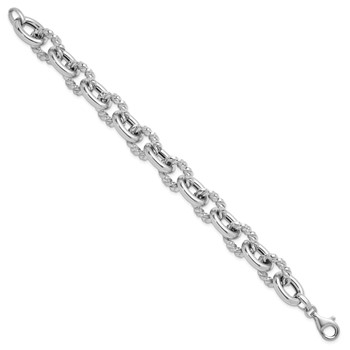Herco Sterling Silver Rhodium-plated Polished & Twisted Oval Link Bracelet — alternate view