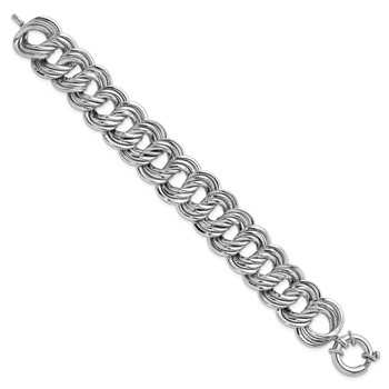 Herco Sterling Silver Rhodium-plated Polished 20mm Triple Circle Link Bracelet — alternate view