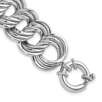 Herco Sterling Silver Rhodium-plated Polished 20mm Triple Circle Link Bracelet