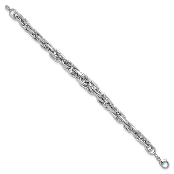 Herco Sterling Silver Rhodium-plated Polished Graduated Link Bracelet — alternate view