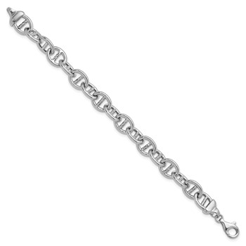 Herco Sterling Silver Rhodium-plated Polished & Textured Anchor Link Bracelet — alternate view