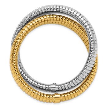 Herco Sterling Silver Rhodium-plated and Gold-tone Polished Intertwined Stretch Bracelet — alternate view