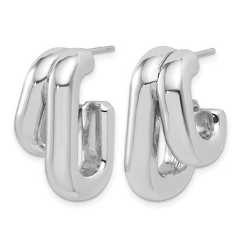 Herco Sterling Silver Rhodium-plated Polished Fancy Post J-Hoop Earrings — alternate view