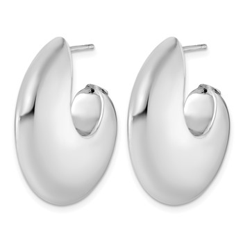 Herco Sterling Silver Rhodium-plated Polished J-Hoop Post Earrings — alternate view