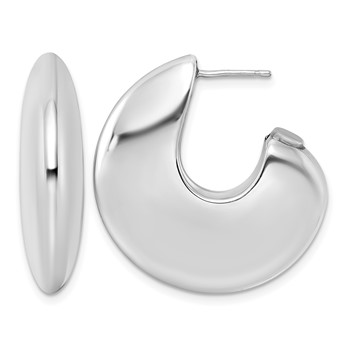 Herco Sterling Silver Rhodium-plated Polished J-Hoop Post Earrings