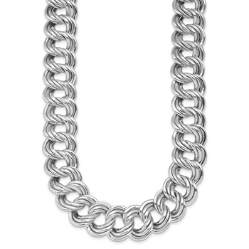 Herco Sterling Silver Rhodium-plated Polished 20mm Triple Circle Link Necklace — alternate view