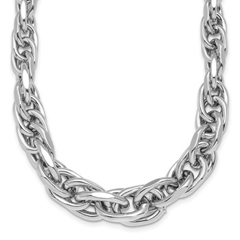 Herco Sterling Silver Rhodium-plated Polished Graduated Link Necklace