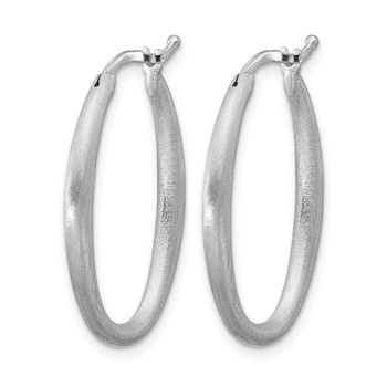 Herco Sterling Silver Rhodium-plated Polished and Brushed 2.5mm Oval Hoop Earrings — alternate view